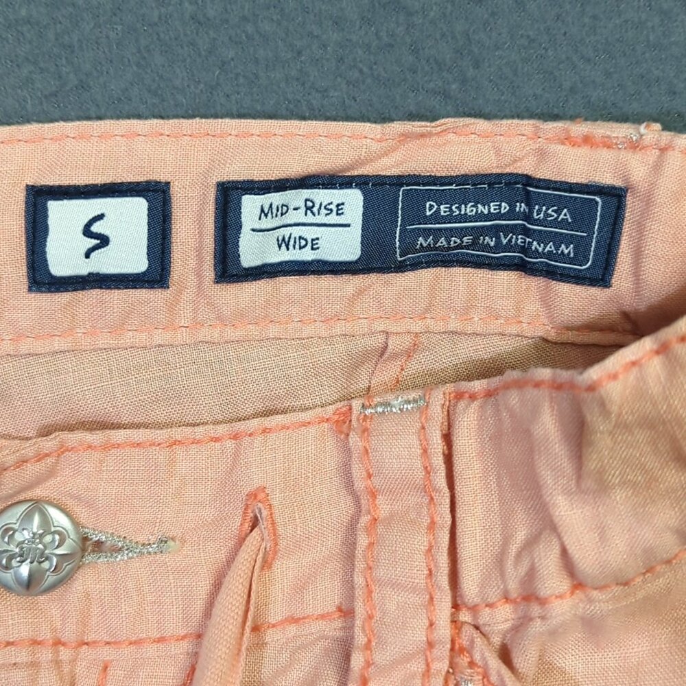 Miss Me Pant's Women's S Pink Linen Mid Rise Wide Cargo Flap Pocket - Picture 12 of 14